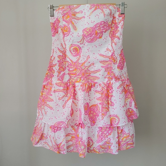 Lilly Pulitzer Conch Strapless Tiered Dress Small - Picture 5 of 16